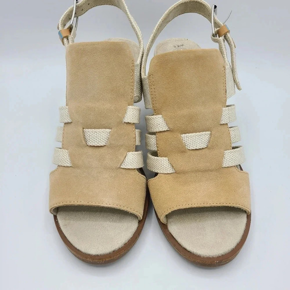 Toms Majorca NWOT Woven Suede Canvas Heels Sandals Honey Suede Yarn Dye 6.5 - Picture 5 of 14
